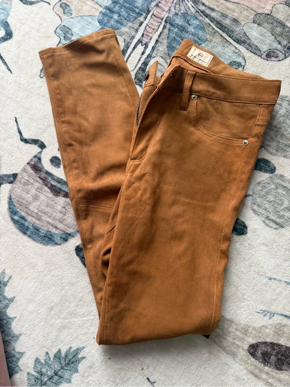 Burnt orange suede High-Rise Slim Pants